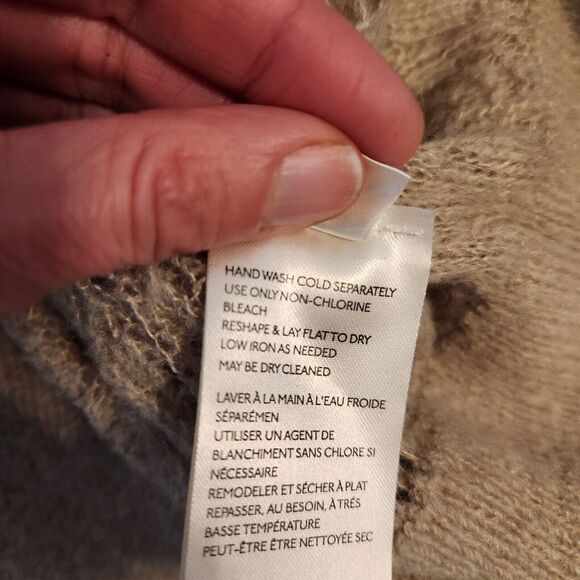 Free People Tunic Sweater Size Large Womens Say Hello Open Knit Oversized Beige - Picture 12 of 12